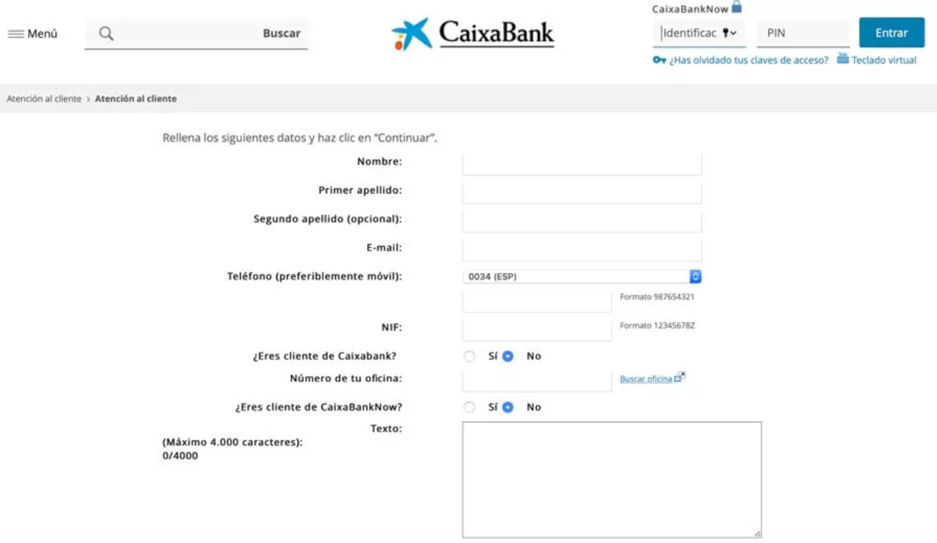 CONTACT LA CAIXA VIA INTERNET